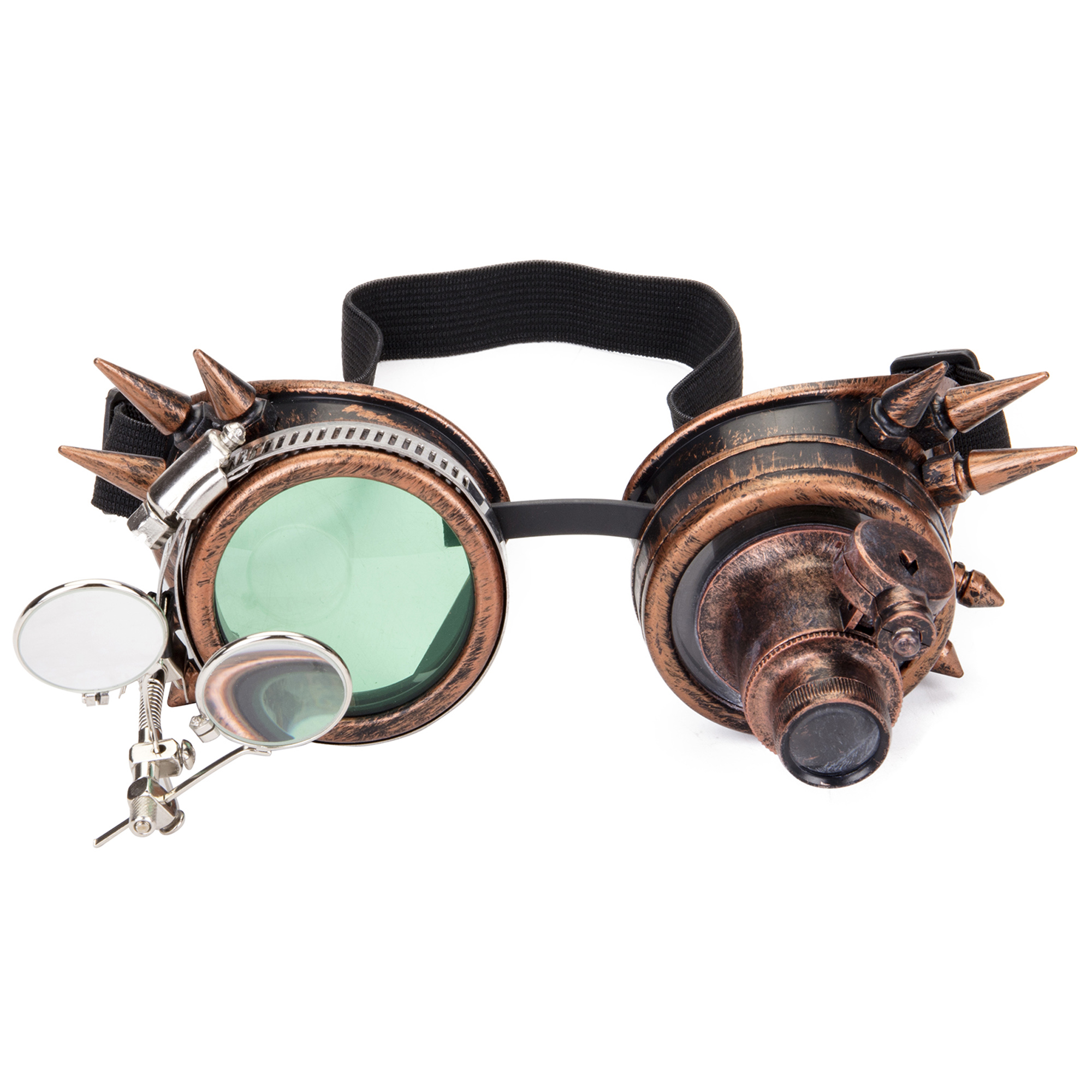 Sayfut Vintage Red Copper Steampunk Goggles with Double Ocular Loupe Retro Rivet PuSAYFUT Gothic Cosplay Goggles Glasses Eyewear, Adult Unisex, Size
